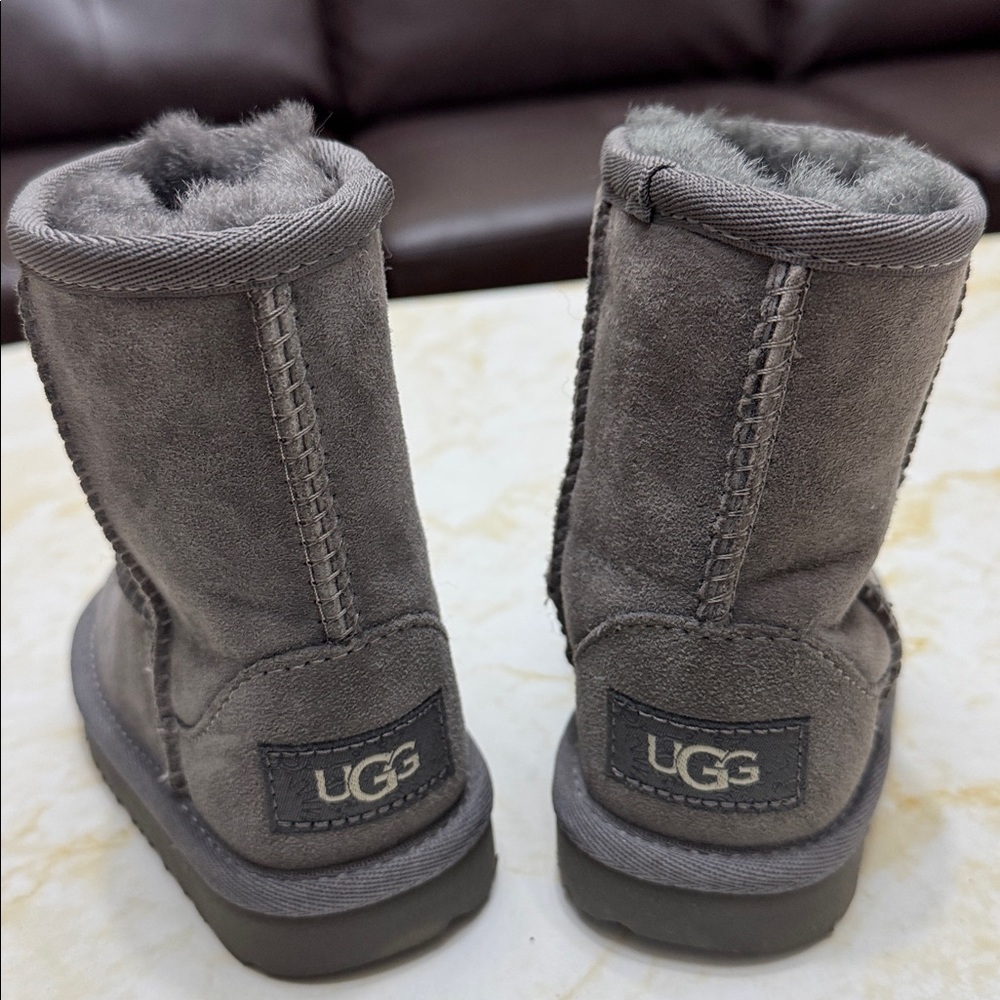 UGG Kids Grey Suede Classic Short Boots - Picture 3 of 3
